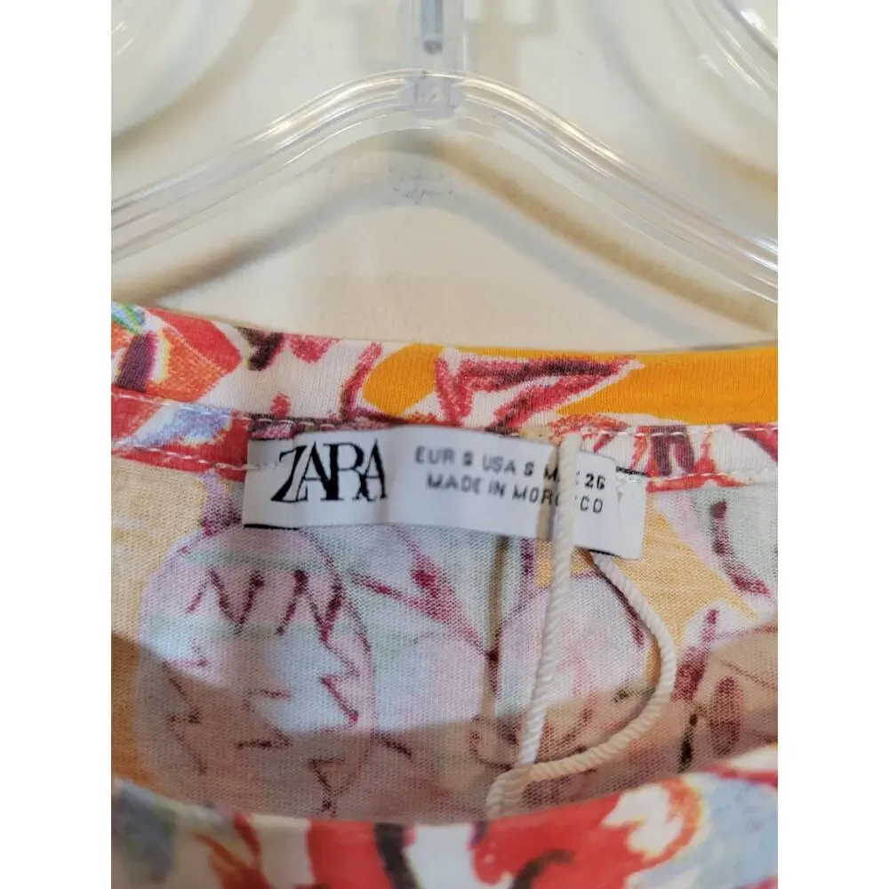 Zara Yellow Tropical Floral Print Mini Dress - Picture 3 of 8
